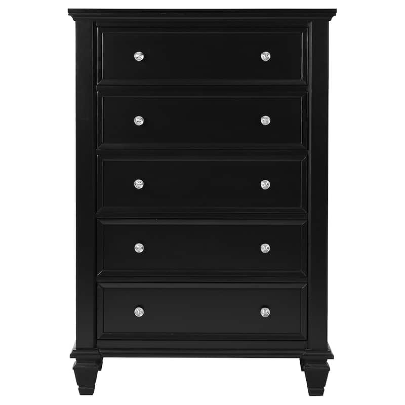 Sandy Beach Coastal Wood 5-drawer Bedroom Chest