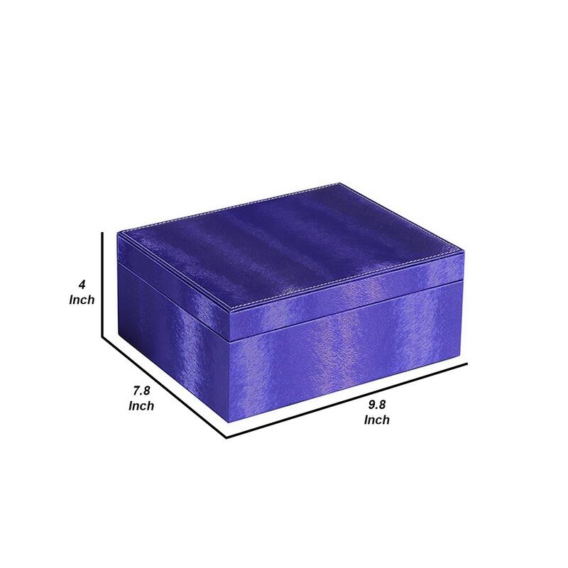 Jewelry Case with 2 Slots and Earrings Hanger, Blue - Blue