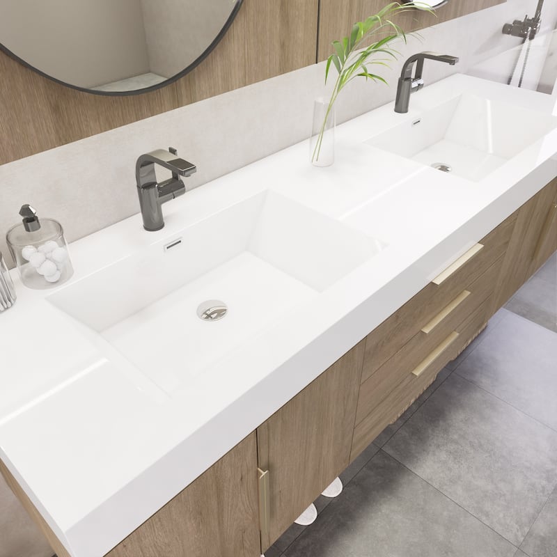 Noble 72" Wall Mounting Vanity with Reinforced Acrylic Double Sink