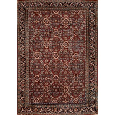 Hand Knotted Oriental 100% Wool Carpet Traditional Floral Red Mahal Area Rug - 12' 2'' X 9' 5''