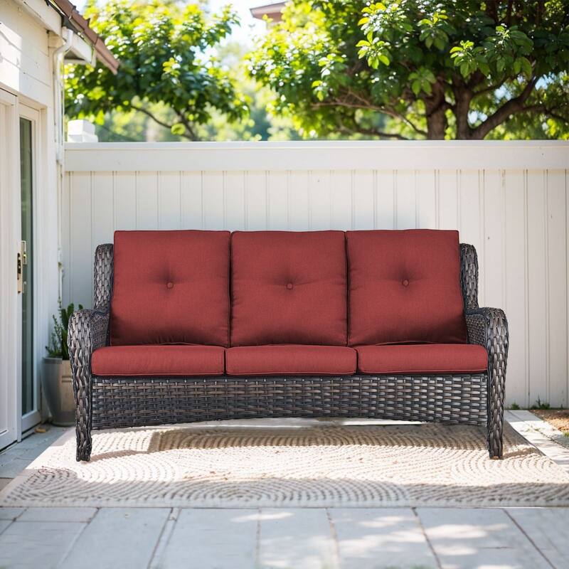 Outdoor Sofa Chair with Coffee Table and Ottoman