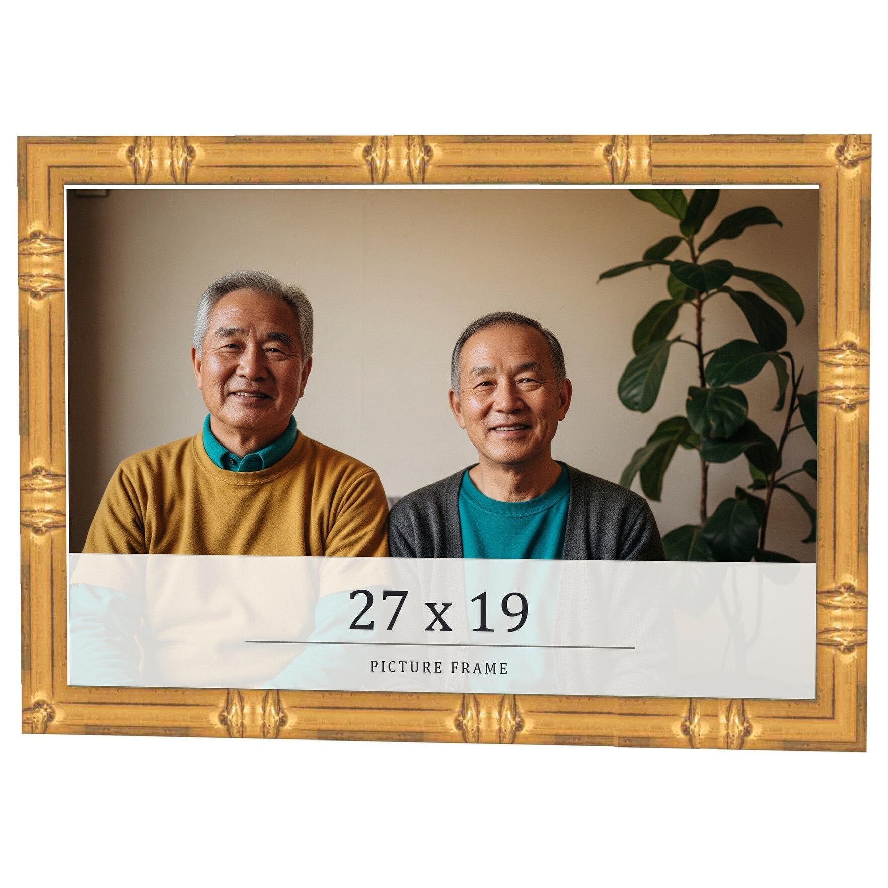 27x19 Frame Gold Bamboo Solid Wood Picture Frame | 1 Inch Moulding