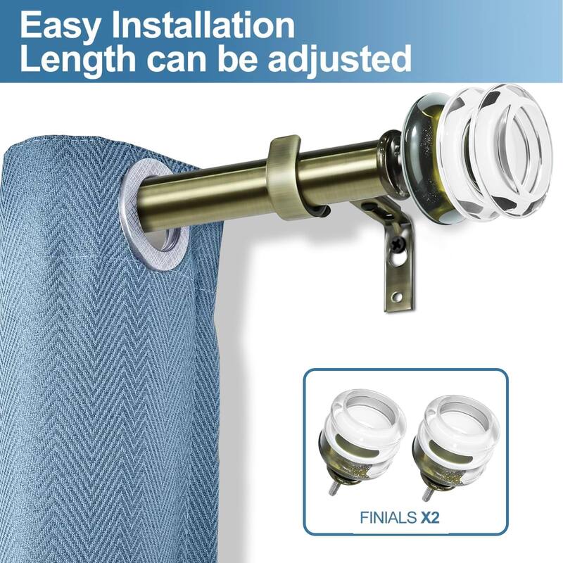 1-inch Diameter Palazzo Crystal Adjustable Single Drapery Curtain Rod