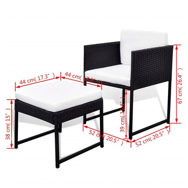 Vidaxl 9 piece outdoor dining set with cushions poly rattan black shop