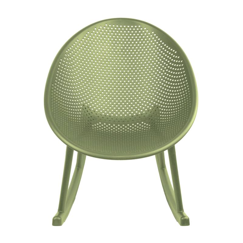 Patio Rocking Chairs | Oval Egg Shaped Lounge Rocker | All Weather Plastic | Modern Accent Side Chair for Indoor or Outdoor Use - Green