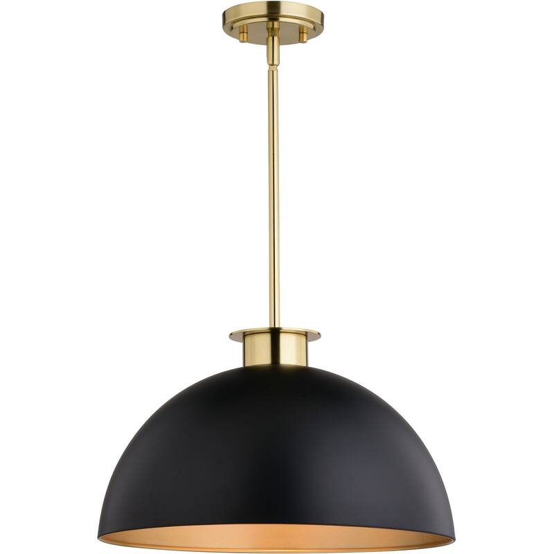Vaxcel Lighting P0411 Devon 16" Wide Pendant - Matte Black / Satin Brass