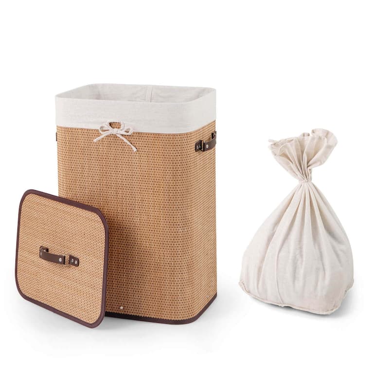 Bamboo Laundry Basket Collapsible Space Saving Laundry Hamper - Multi