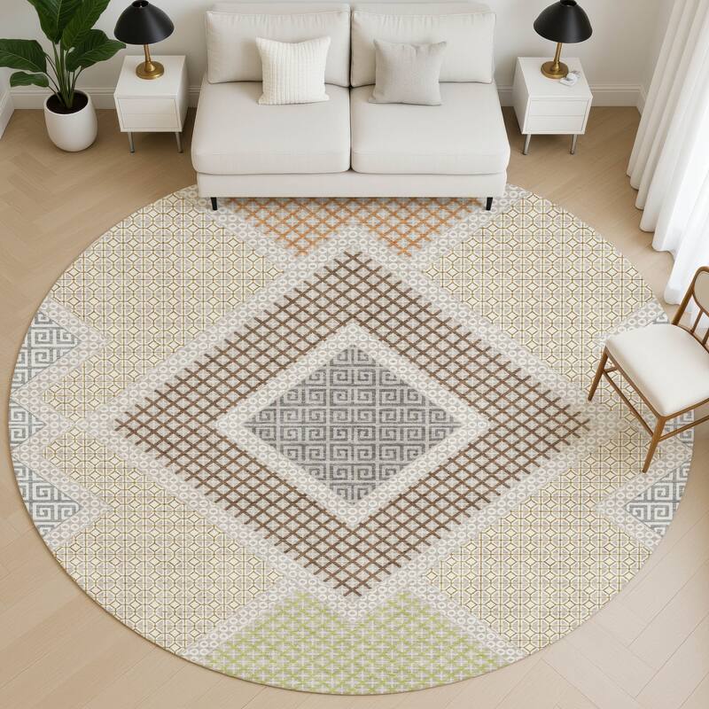 Premium Washable Super Soft Modern Global Mayfield Rug - Pewter - 8' x 8'