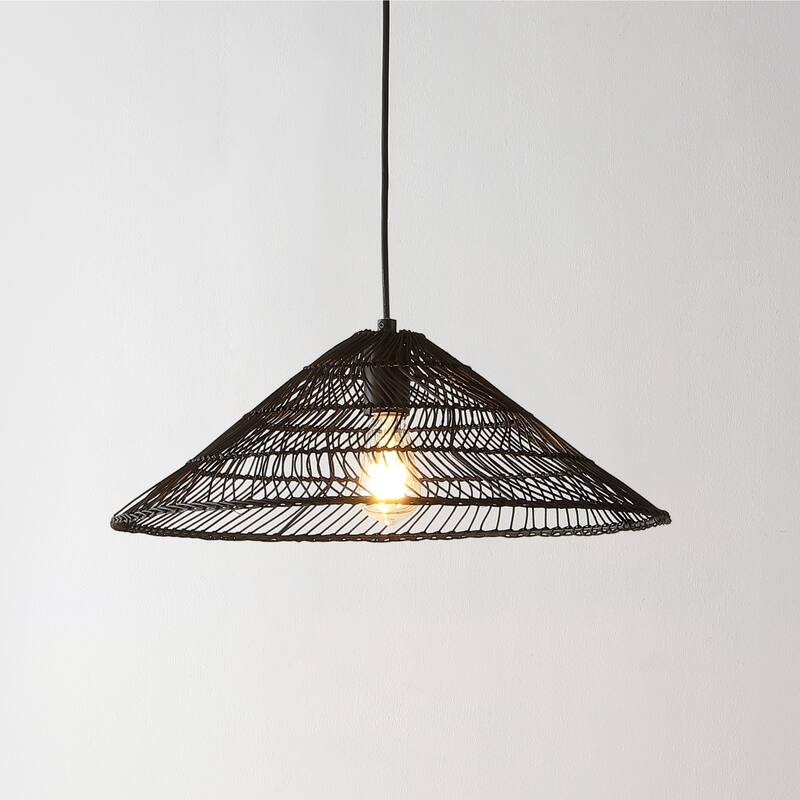 Lucas 1-Light Farmhouse Coastal 180" Cord Plug-In or Hardwired LED Pendant, by JONATHAN Y