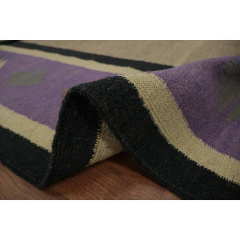 Hand Woven Oriental 100% Wool Carpet Southwestern Modern Brown Kilim Area Rug - 10' 0'' X 9' 7''