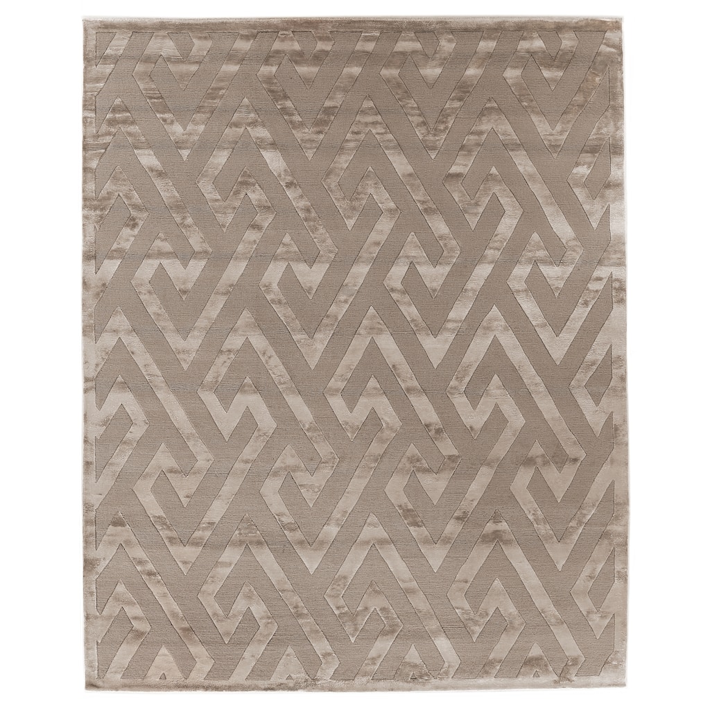 Metro Velvet hand-knotted Wool/Viscose Light Beige Area Rug - 8' x 10'