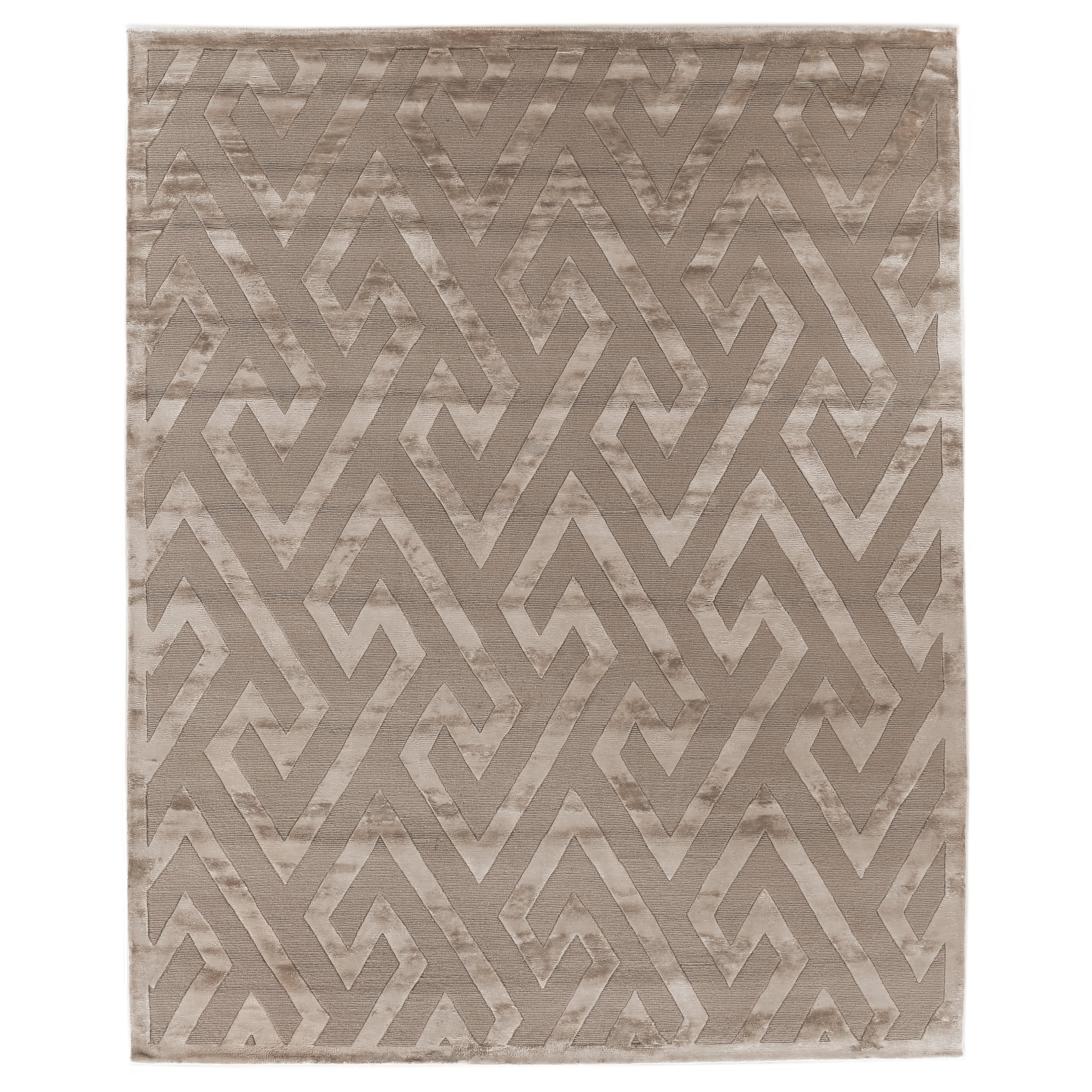 Metro Velvet hand-knotted Wool/Viscose Light Beige Area Rug - 8' x 10'