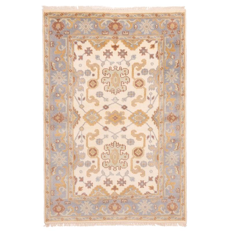 ECARPETGALLERY Hand-knotted Royal Oushak Ivory Wool Rug - 4'0 x 5'11