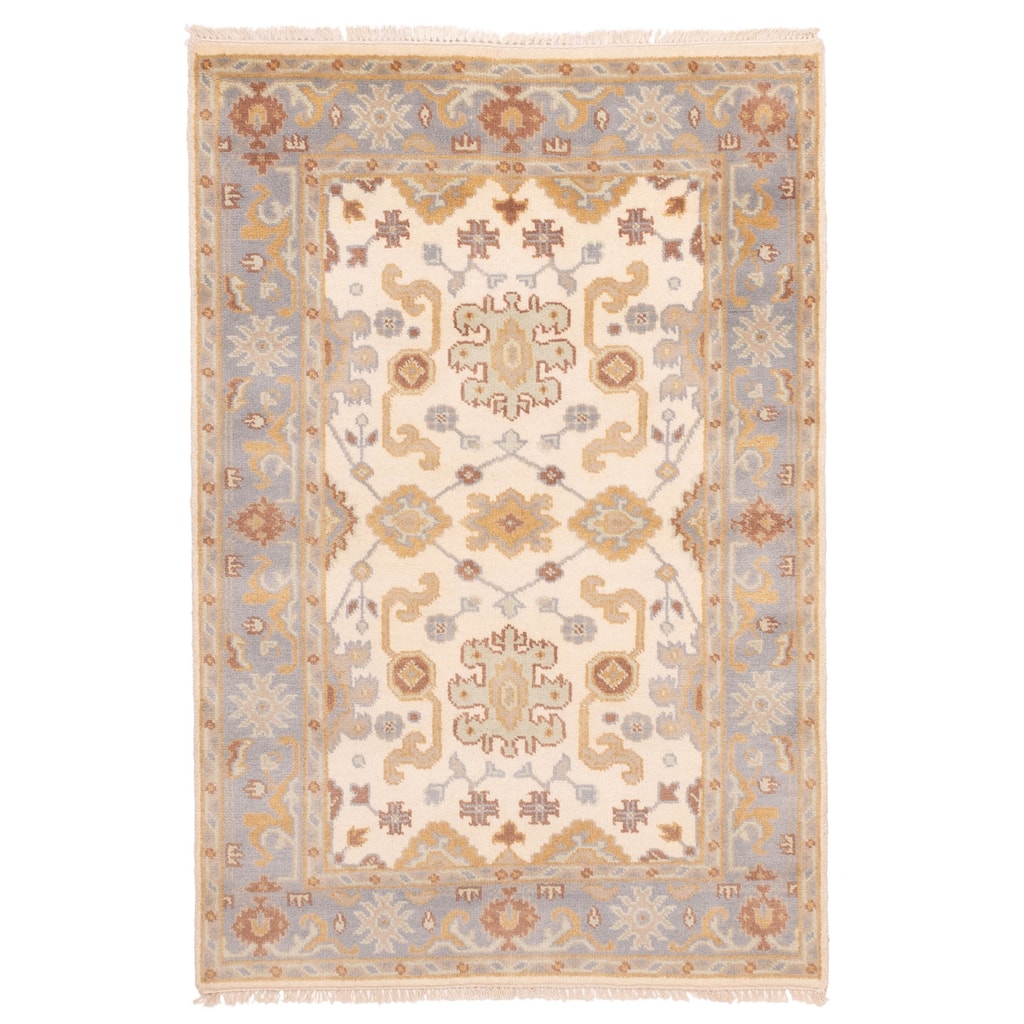 ECARPETGALLERY Hand-knotted Royal Oushak Ivory Wool Rug - 4'0 x 5'11
