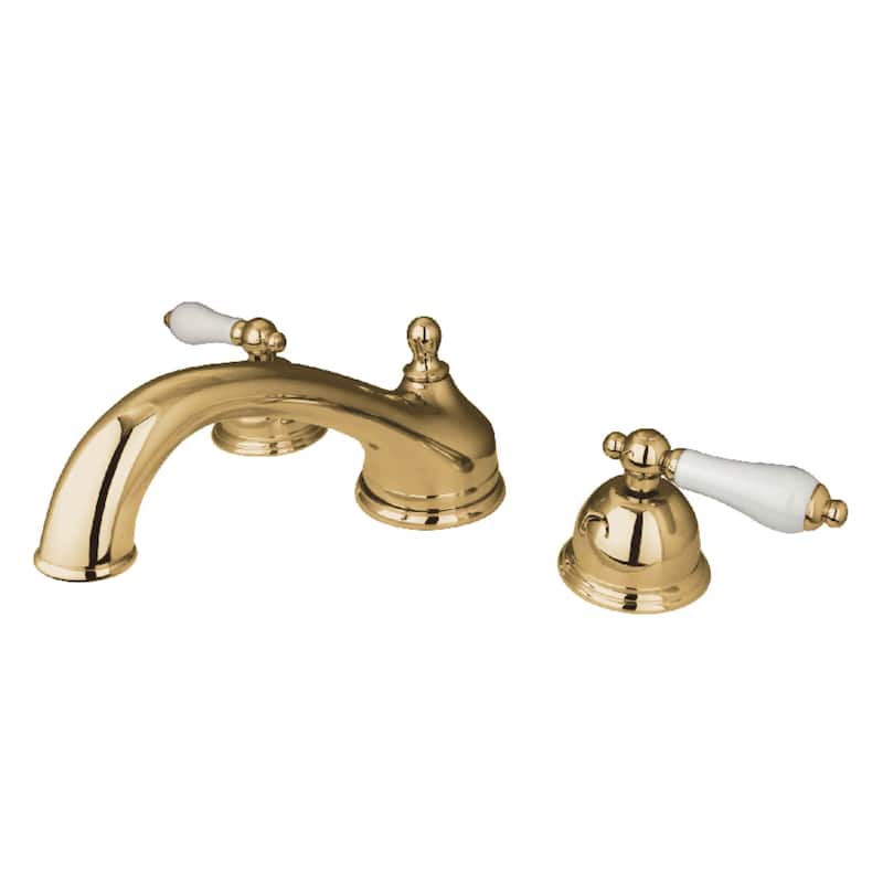 Kingston Brass Vintage Widespread Deck Mounted Roman Tub Filler with - Polished Brass
