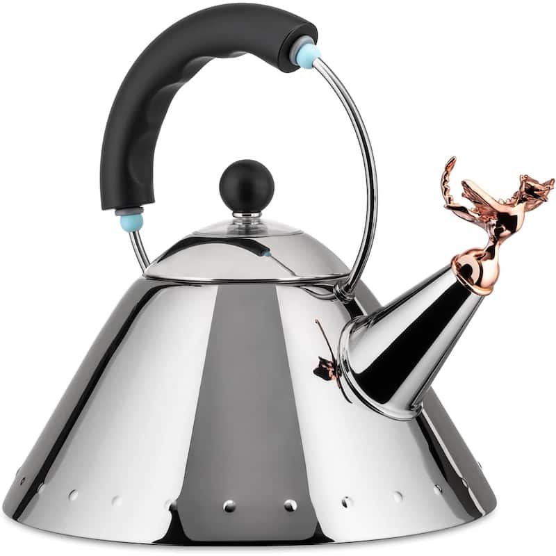 Alessi 9093REXB Tea Rex Kettle in 18/10 Stainless Steel Mirror Polished With Prehistoric Reptilian Whistle