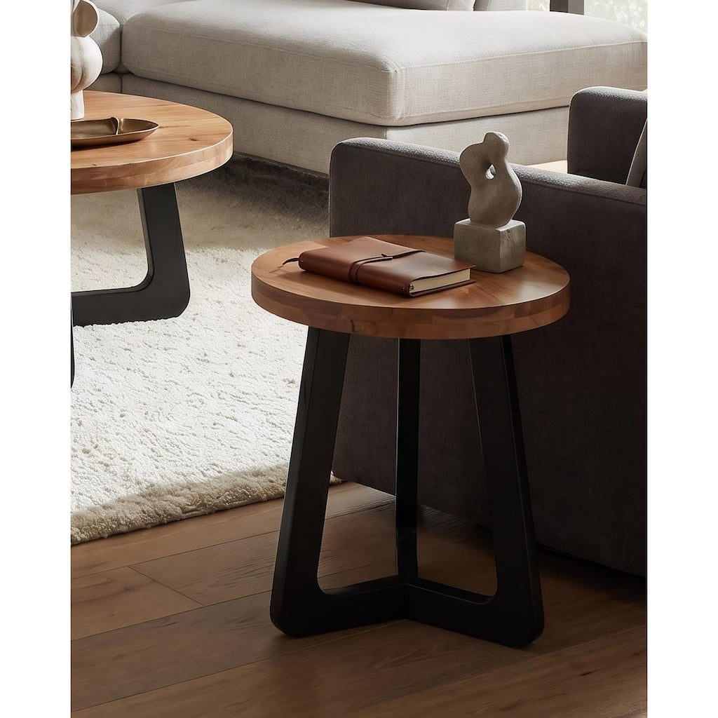 Ava Modern Round Solid Wood End Table