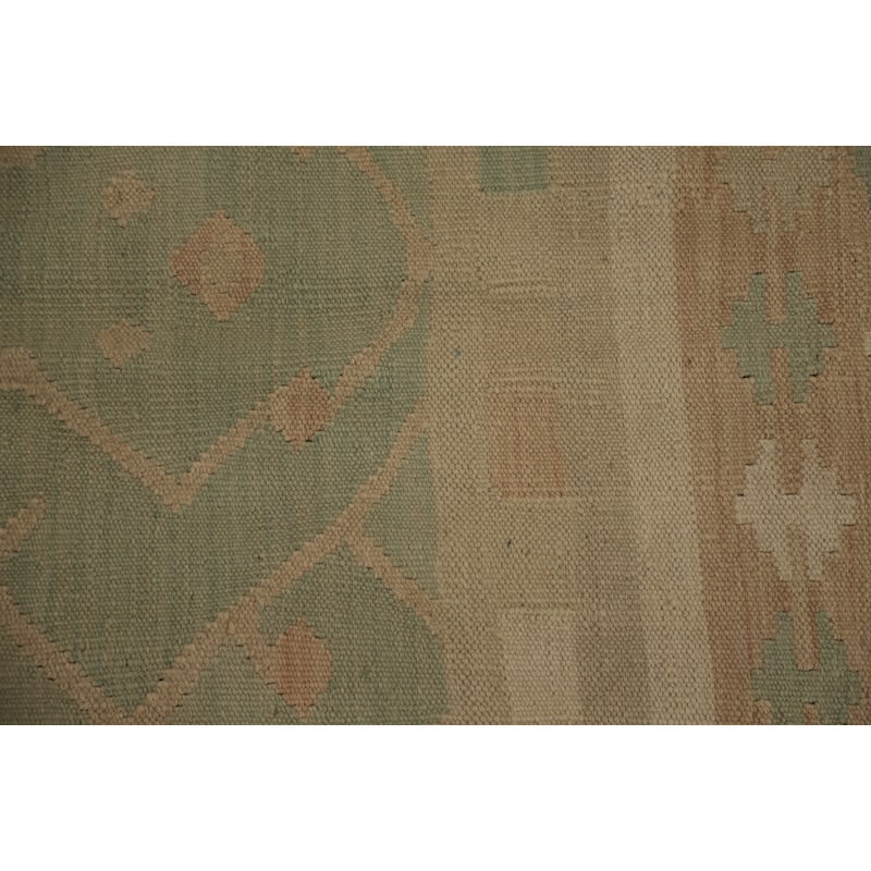Hand Woven Oriental 100% Wool Carpet Southwestern Tribal Green Kilim Area Rug - 6' 4'' X 4' 7''