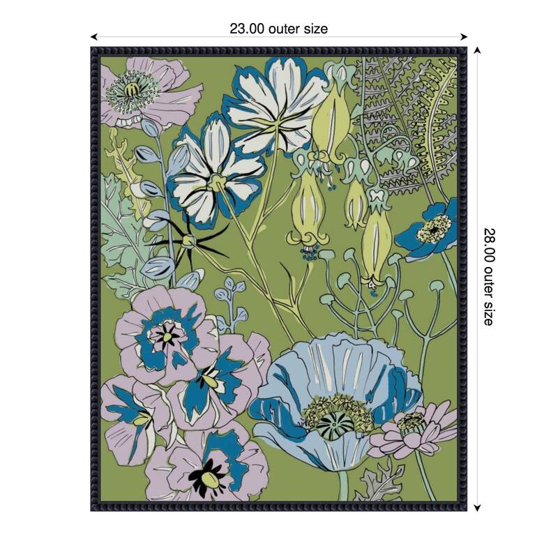 Graphic Garden No. 1 by Chariklia Zarris Framed Canvas Wall Art Print - Plastic - 23 x 28 in - Black