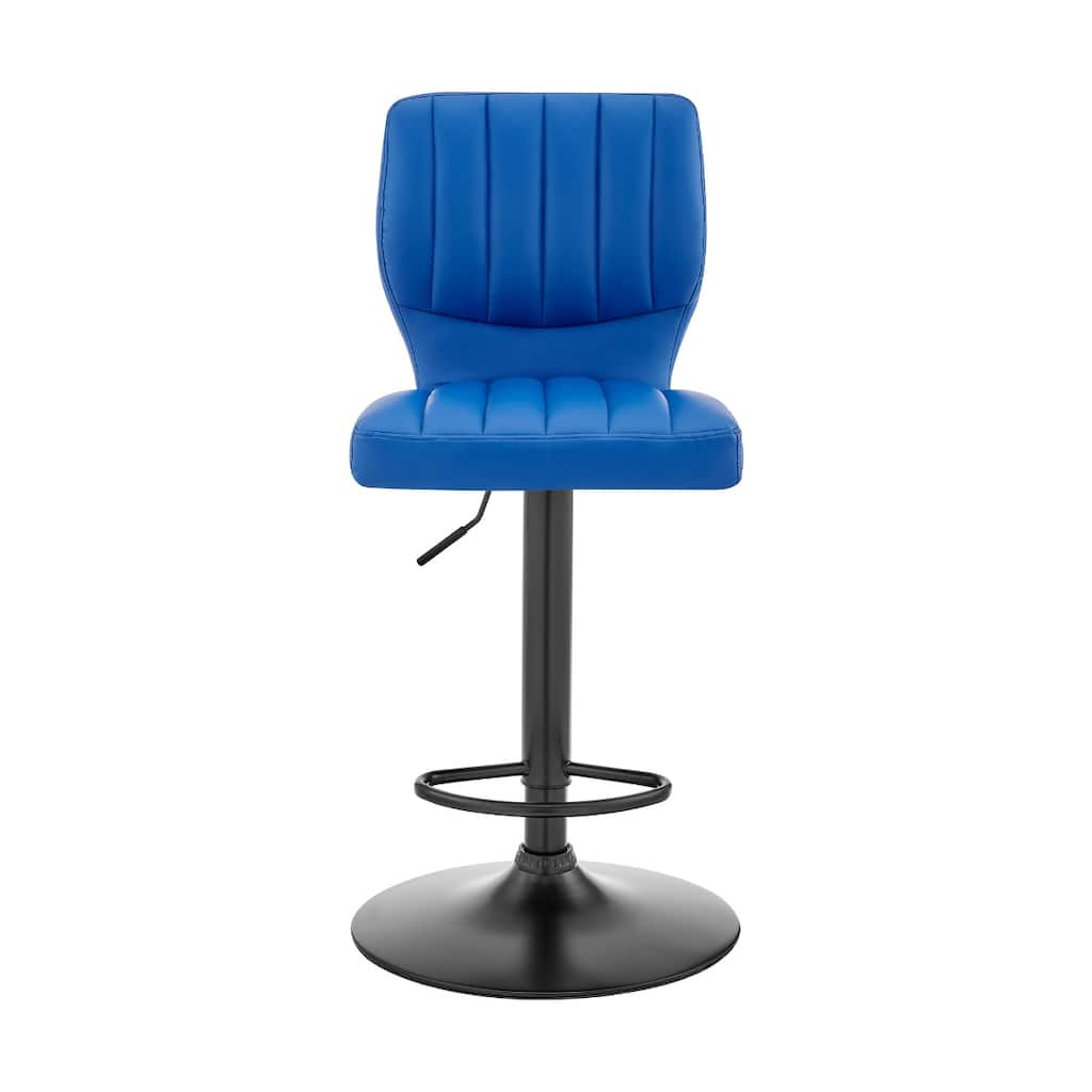 25" Adjustable Swivel Bar Stool with Faux Leather Seat and Matte Black Iron Frame for Kitchen - 46”H x 17”W x 21”D