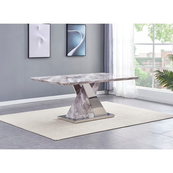 Best Quality Furniture Faux Marble Dining Table with X-Base - Table Only. Opens flyout.