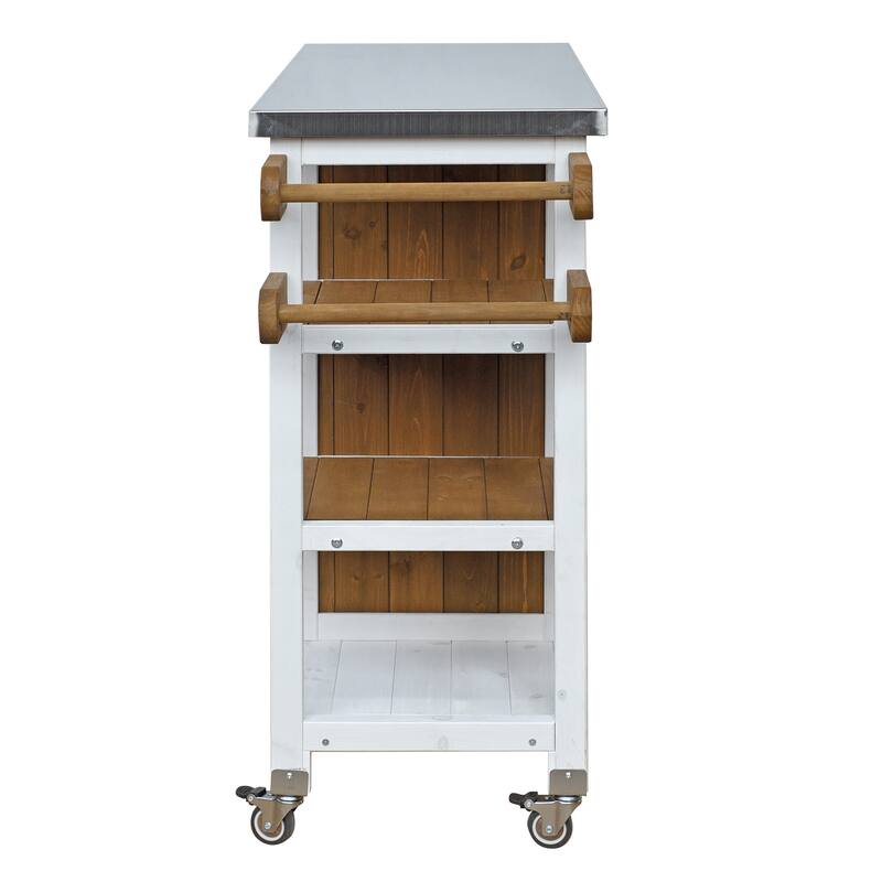 Foldable Outdoor Kitchen Island Cart with Lockable Wheels and Storage Cabinet
