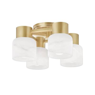 Husdon Valley Centerport 4-Light Wall Sconce with Alabaster Shade