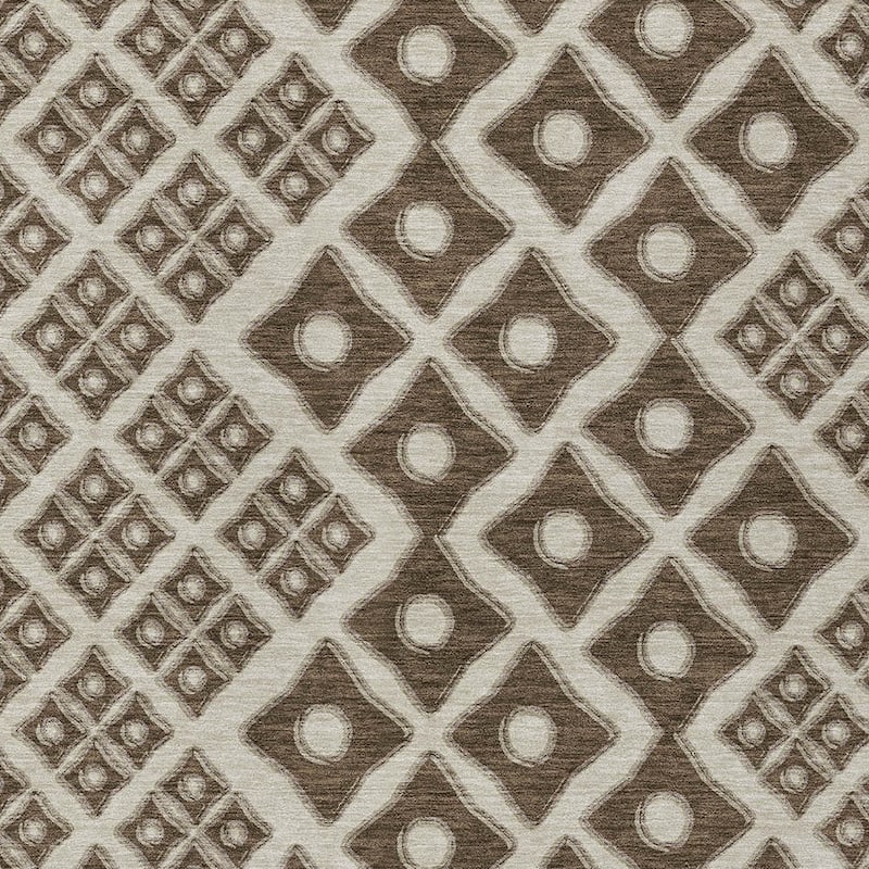 Brown And Beige Geometric Washable Indoor Outdoor Area Rug - 5' X 8'