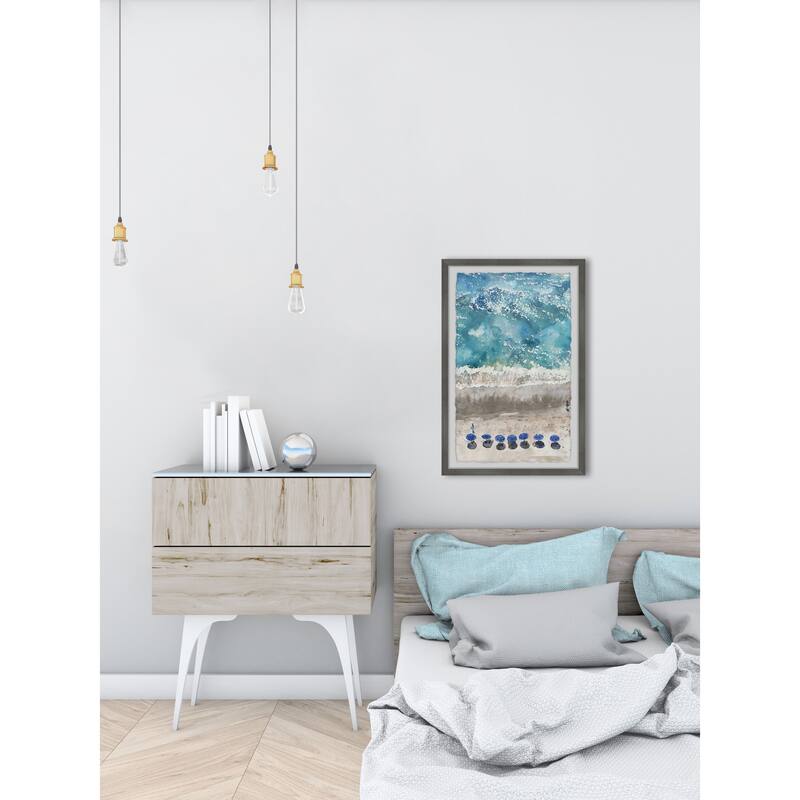 Blue Sunshade Painting Print - Island Oasis Wall Art - Framed Home Decor