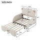 preview thumbnail 5 of 7, Twin XL Size Upholstered Stretchable Vaulted Sofa Bed, Bear Shaped Headboard, Beige