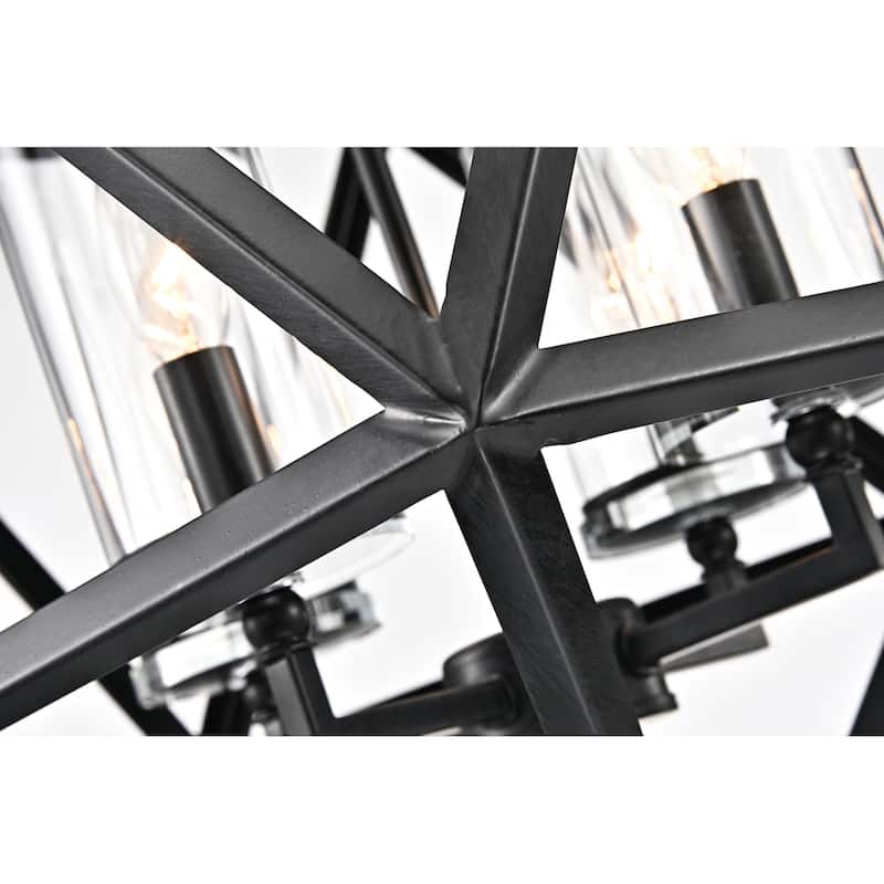 Antique Black 4-Light Geometric Cage Chandelier