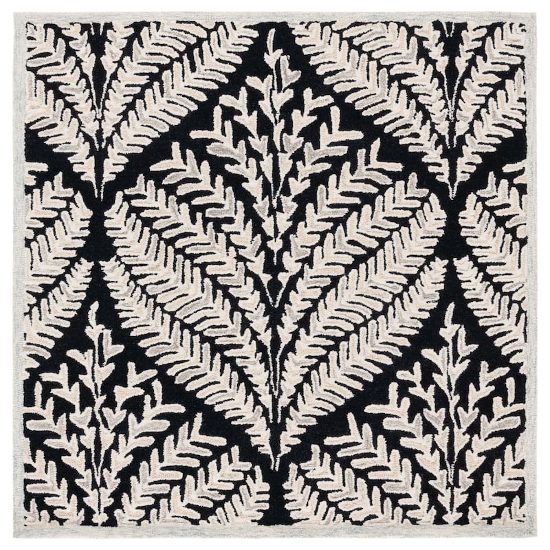 SAFAVIEH Handmade Capri Kert Wool Rug - 7' Square - Black/Ivory