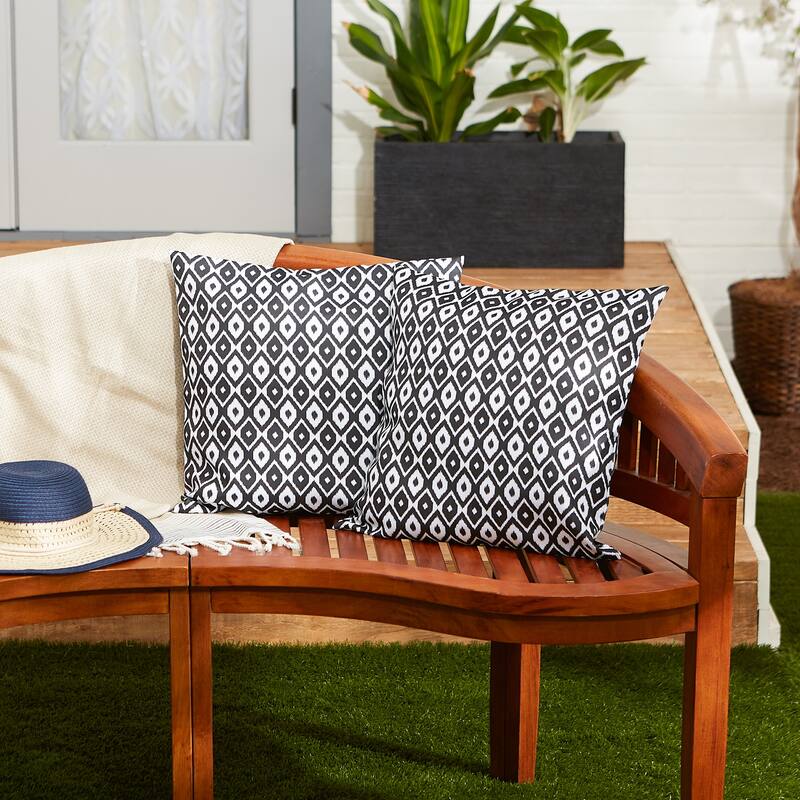 Blue Ikat Outdoor Pillow Cover 18x18 (Set of 2)