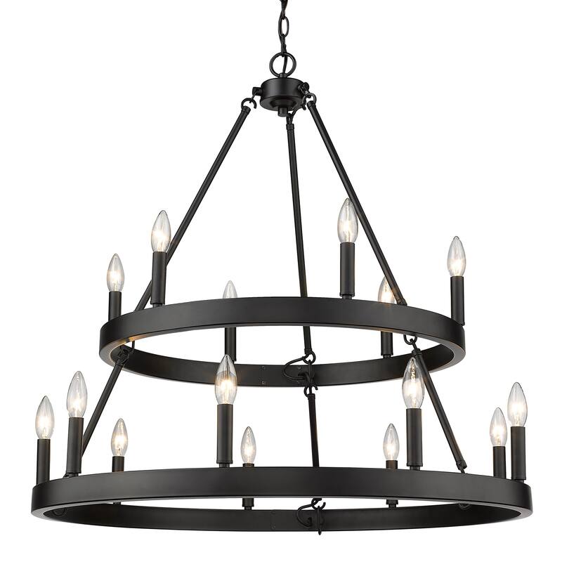 Alastair 2 Tier - 15 Light Chandelier - 35x32" - 35x32" - Black