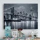 preview thumbnail 1 of 10, Panorama New York City at Night - Cityscape Canvas print - Blue 40 in. wide x 30 in. high