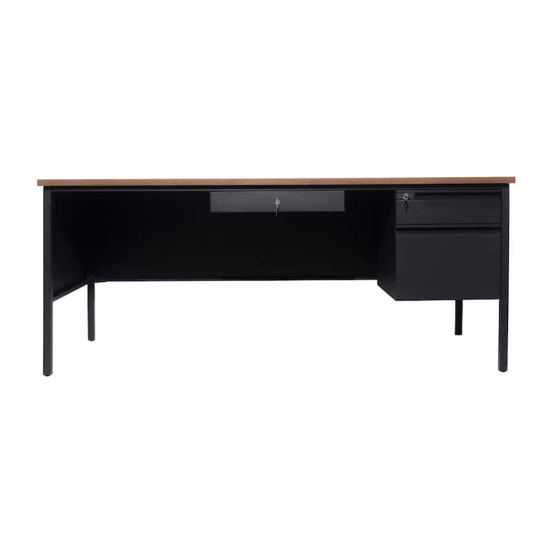 Commercial Right Side Single Pedestal Desk with 3 Locking Drawers
