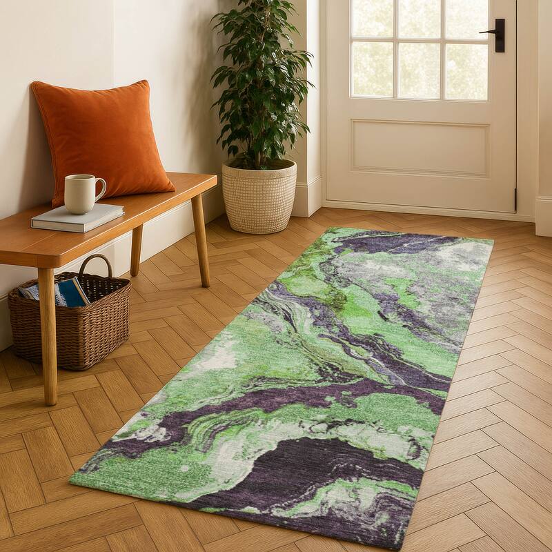 Premium Washable Super Soft Mayfield Rug - Green - 2'3" x 7'6"