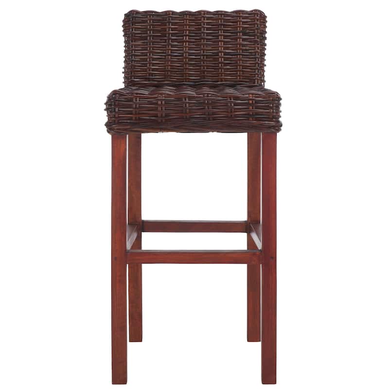 SAFAVIEH Tana -30 Inch Thomas Indoor Wicker Brown Bar Stool - 17.7" x 17.7" x 37.4" - 18Wx18Dx37H - Cappuccino