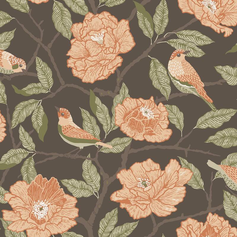 A-Street Prints Bernadina Black Rosebush Wallpaper
