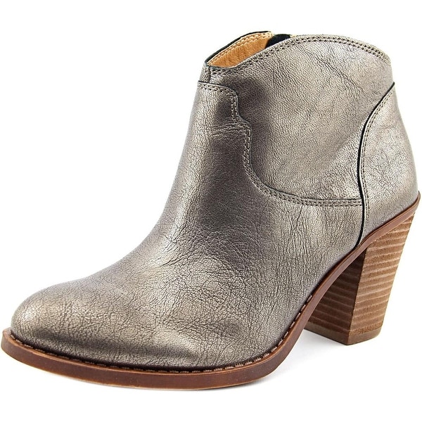 Lucky Brand Eller Women Round Toe Leather Silver Bootie