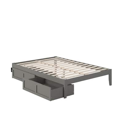 Full Bed with USB Charger & Drawers - Modern Grey Bedroom Furniture with Storage