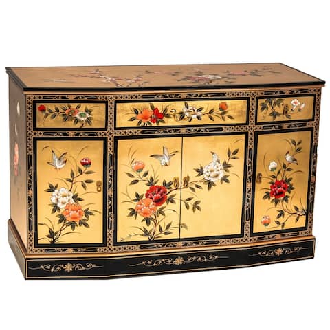 Gold Lacquer Slant Sideboard - Birds and Flowers