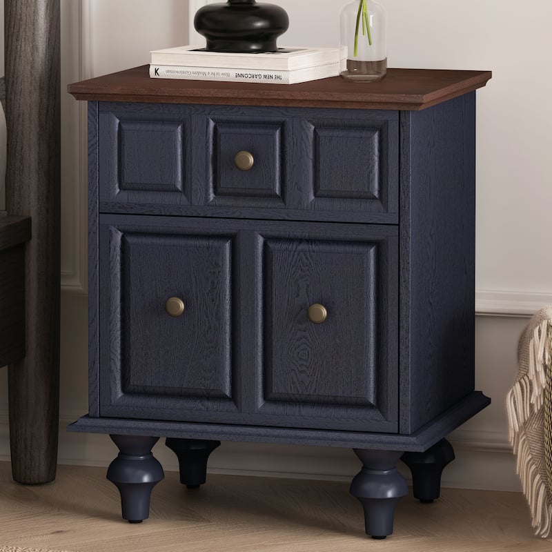 20.47"Vintage Nightstand with 2 Drawers and Roman Column Legs