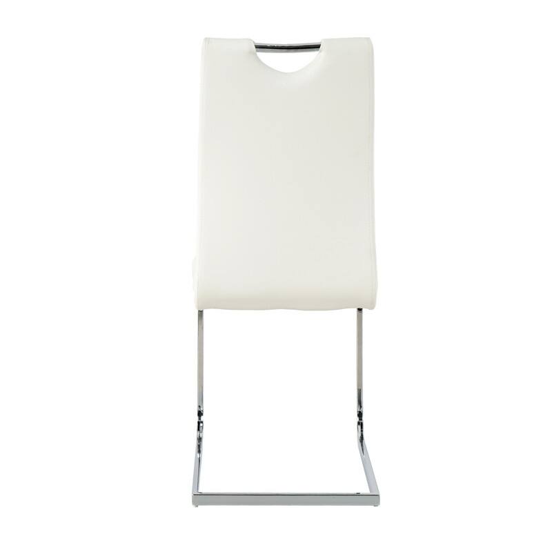 Modern Dining Room Chairs with Faux Leather Padded Seat and Chrome Metal Legs（Set of 4）