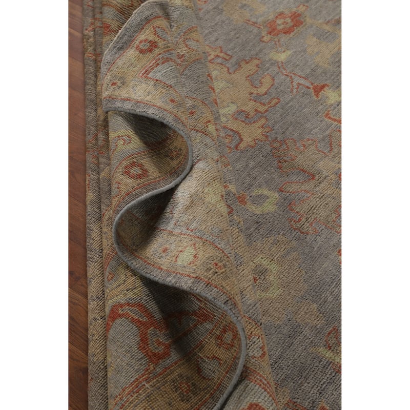 Hand Knotted Oriental 100% Wool Carpet Transitional All-Over Greys & Charcoal Oushak Area Rug - 11' 9'' X 8' 8''