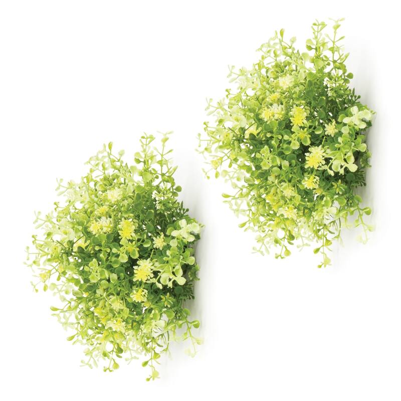 Half Orb Mini Leaf Foliage Artificial Bushes - 10" - Set of 2