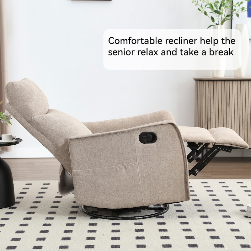 8 Point Vibration 360° Swivel Massage Chair, Adjustable Backrest Manual Recliner Chair with Massage and Lumbar Heating