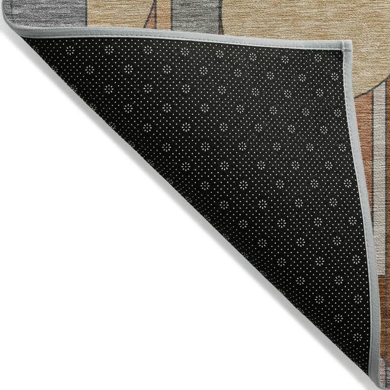 Machine Washable Indoor/ Outdoor Contemporary Retro Chantille Rug