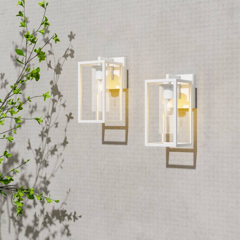 2 Pack Metal 1-Light Clear Glass Outdoor Wall Sconce Light