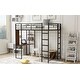 preview thumbnail 3 of 18, Black Twin Metal Loft Bed with Ladder, Fence & Desk